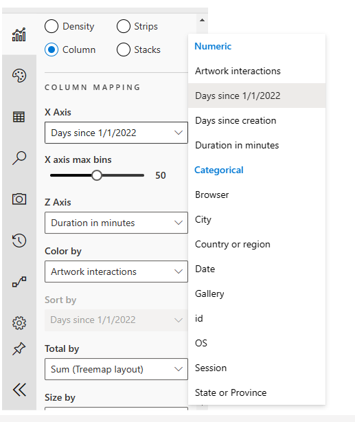 user experience for editing chart properties