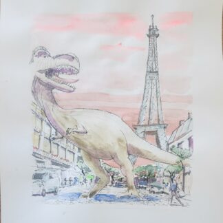 Rex in Paris (a long time ago) watercolor