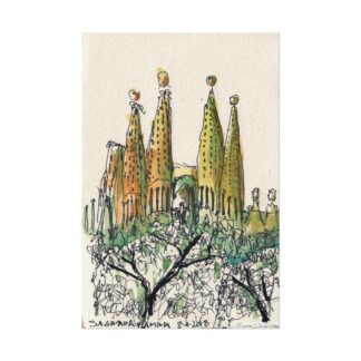 Gaudi's Sagrada Familia on Textured Watercolor Matte Posters