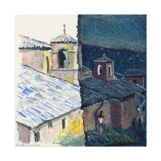 Assisi, Italy on Textured Watercolor Paper