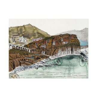 Cinque Terre on Textured Watercolor Paper