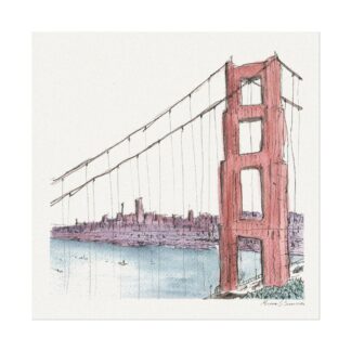 Golden Gate Bridge up Close on Textured Watercolor Paper