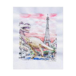 Rex in Paris a Long Time Ago on Textured Watercolor Paper