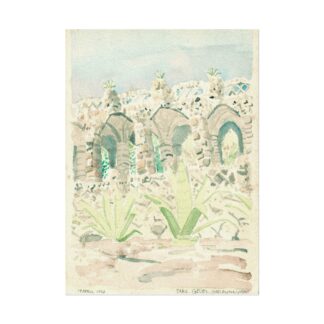 Gaudi's Parc Güell on Textured Watercolor Paper