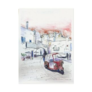 Matera Buggy on Textured Watercolor Paper