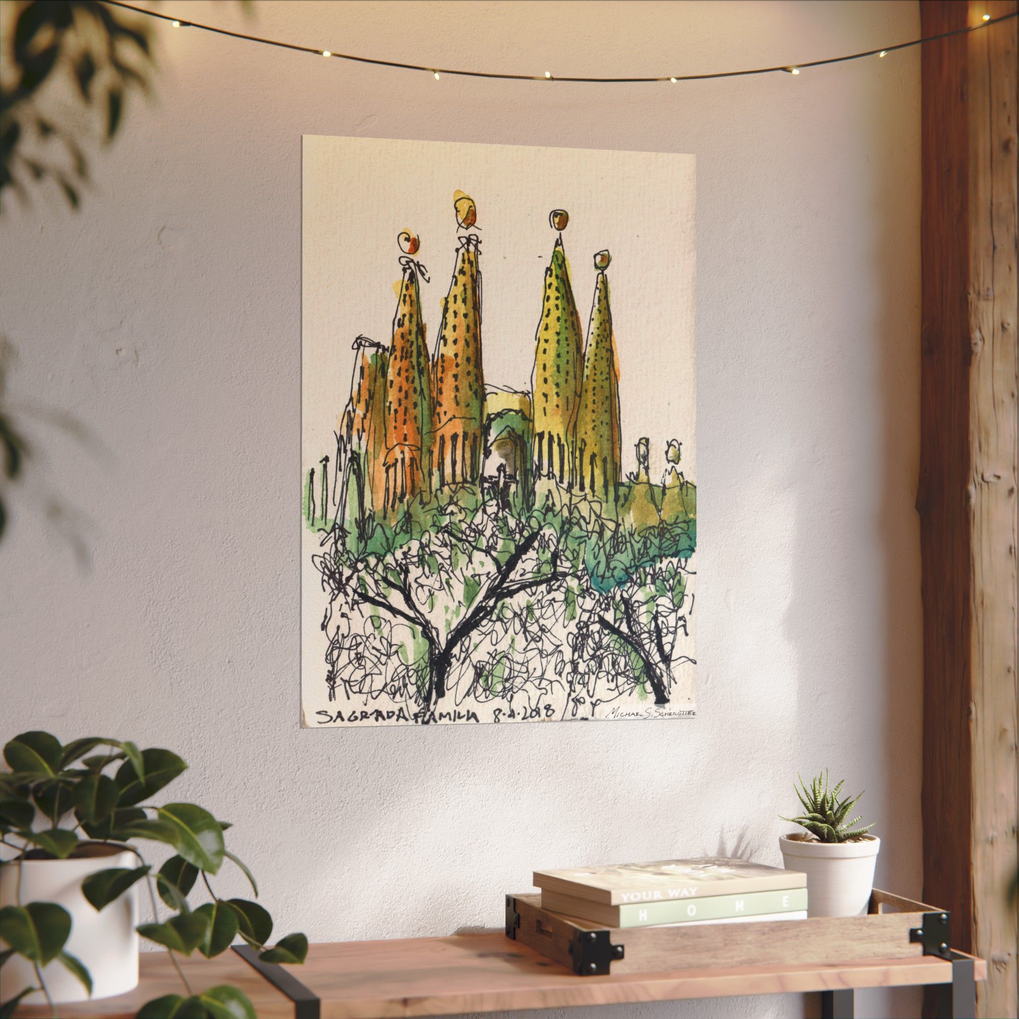 Gaudi's Sagrada Familia on Textured Watercolor Matte Posters - Image 9