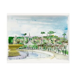 Rideout Fountain on Textured Watercolor Paper