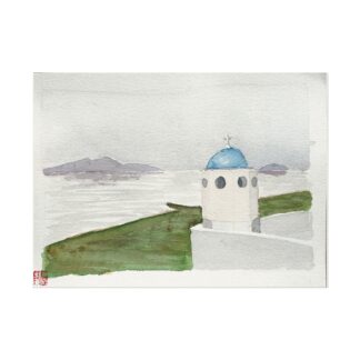 Santorini on Textured Watercolor Paper