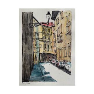 Rome 1990 Street Scene on Watercolor Paper