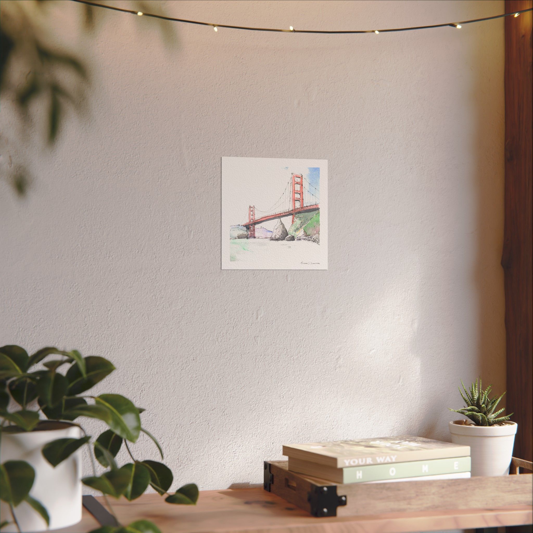 Golden Gate Bridge from Fort Baker on Textured Watercolor Paper - Image 2