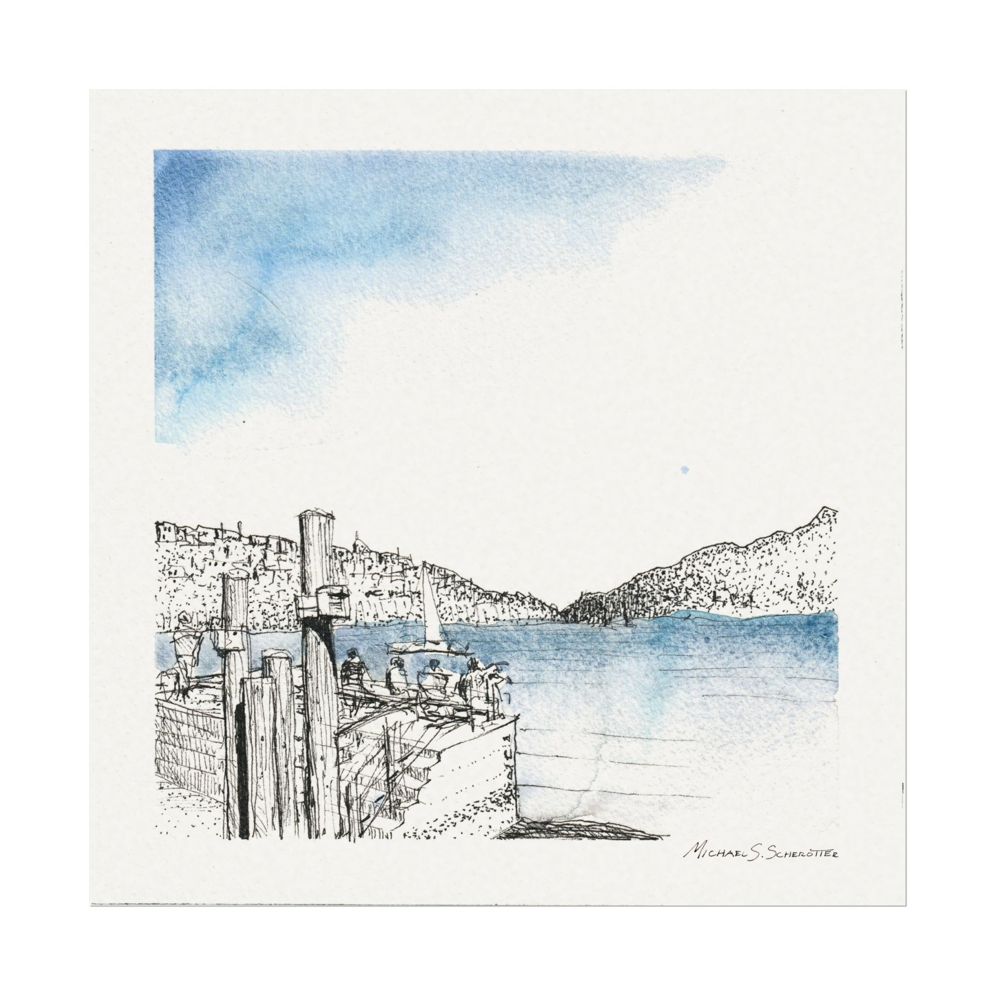 Sausalito Blue on Textured Watercolor Paper - Image 2