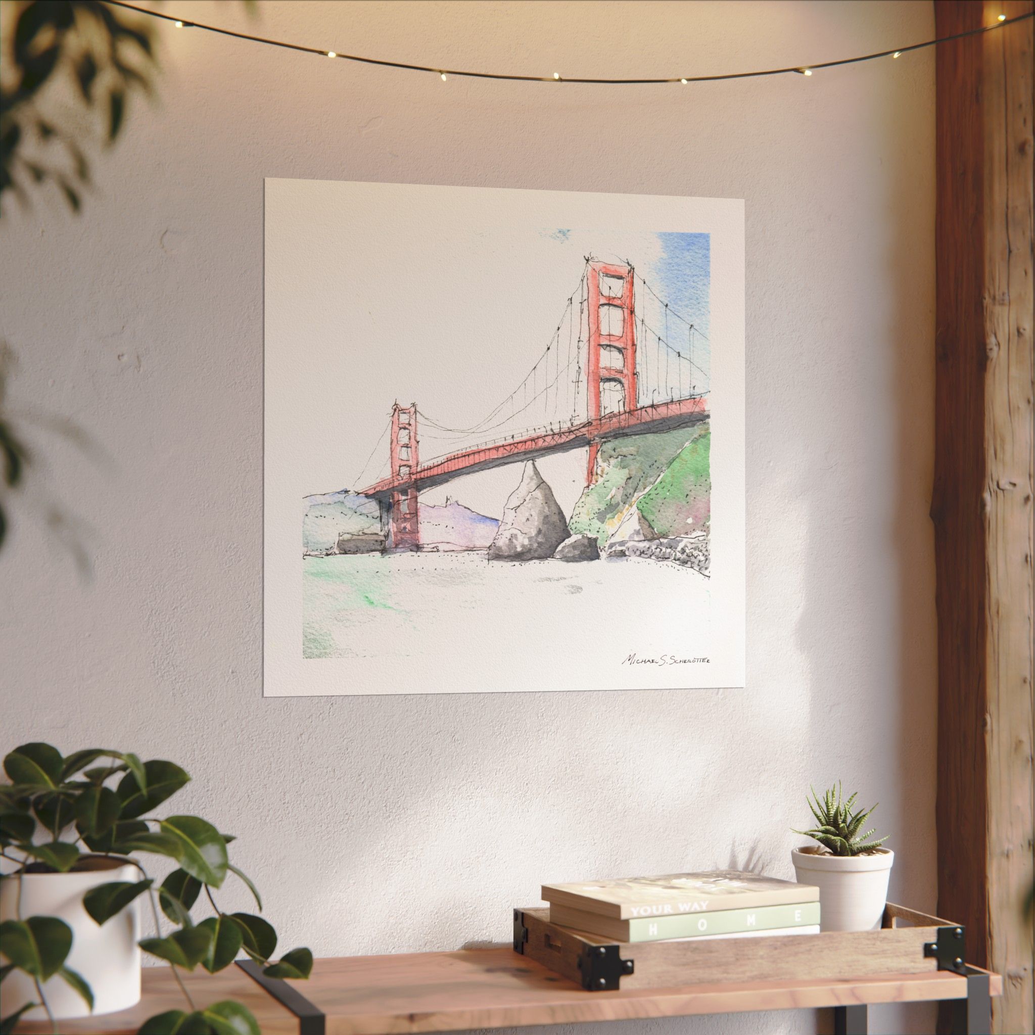 Golden Gate Bridge from Fort Baker on Textured Watercolor Paper - Image 6