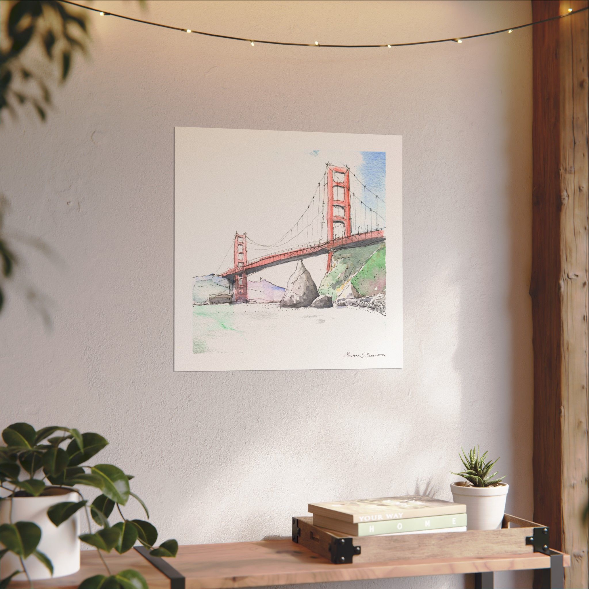 Golden Gate Bridge from Fort Baker on Textured Watercolor Paper - Image 5
