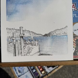 Sausalito Blue on Textured Watercolor Paper