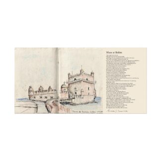 Muse at Belém watercolor and poem on Textured Watercolor Paper