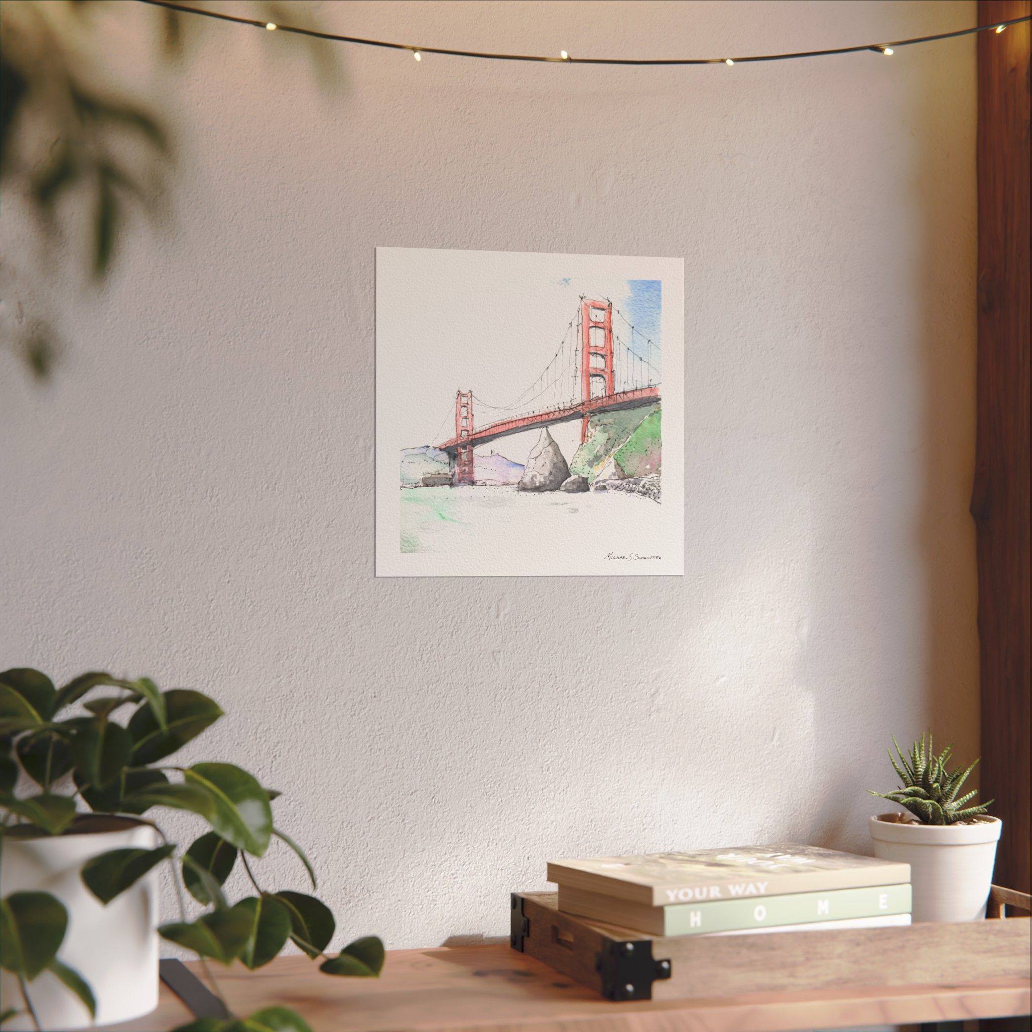Golden Gate Bridge from Fort Baker on Textured Watercolor Paper - Image 3