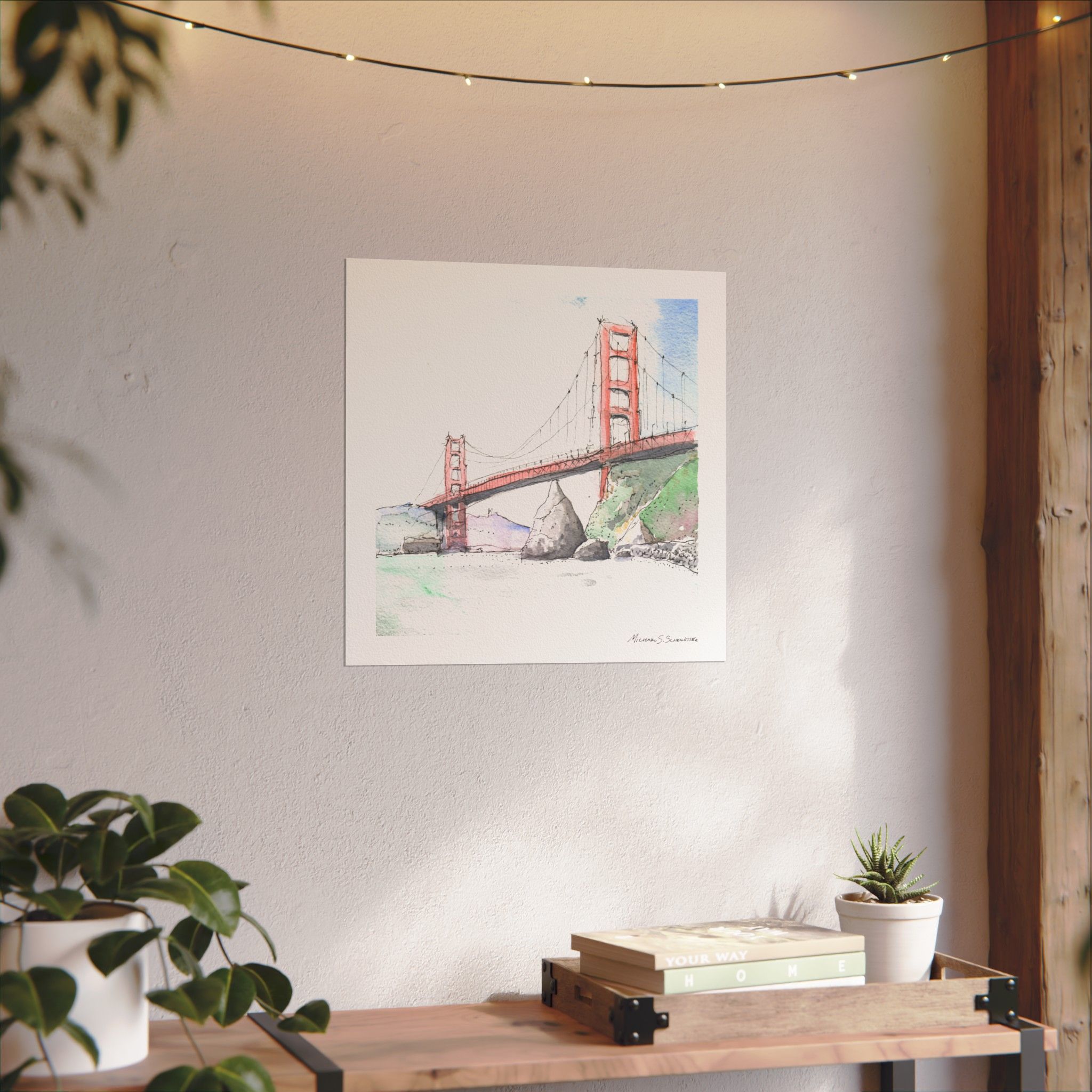 Golden Gate Bridge from Fort Baker on Textured Watercolor Paper - Image 4